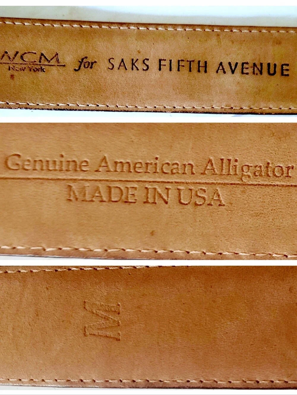 WCM X SAKS FIFTH AVENUE Black Genuine Alligator Belt w/Oval Covered Buckle Sz M